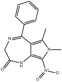 Pyrrolo(3,4-e)-1,4-diazepin-2(1H)-one, 3,7-dihydro-6,7-dimethyl-8-nitr o-5-phenyl- Struktur