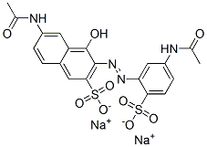 disodium 6-(acetylamino)-3-[[5-(acetylamino)-2-sulphonatophenyl]azo]-4-hydroxynaphthalene-2-sulphonate Struktur