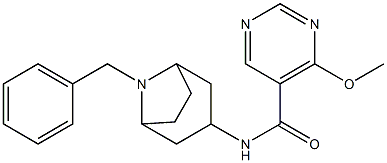 5-Pyrimidinecarboxamide, 4-methoxy-N-(8-(phenylmethyl)-8-azabicyclo(3. 2.1)oct-3-yl)-, exo- Struktur