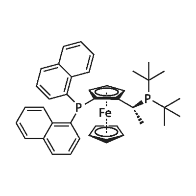 (R)-1-{(S)-2-[DI(1-NAPHTHYL)PHOSPHINO]FERROCENYL}ETHYLDI-TERT.-BUTYLPHOSPHINE Struktur