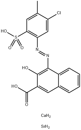 4-[(5-chloro-4-methyl-2-sulphophenyl)azo]-3-hydroxy-2-naphthoic acid, calcium strontium salt  Struktur