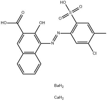 4-[(5-chloro-4-methyl-2-sulphophenyl)azo]-3-hydroxy-2-naphthoic acid, barium calcium salt Struktur