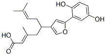 [1-[5-(2,5-Dihydroxyphenyl)-3-furanyl]-4-methyl-3-penten-1-yl]3-methyl-2-butenoate Struktur