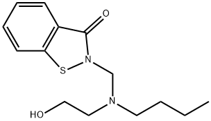 2-[[butyl(2-hydroxyethyl)amino]methyl]-1,2-benzisothiazol-3(2H)-one Struktur