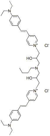 1,1'-[(butylimino)bis(2-hydroxypropane-1,3-diyl)]bis[4-[2-[4-(diethylamino)phenyl]vinyl]pyridinium] dichloride Struktur