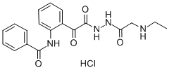 Benzeneacetic acid, 2-(benzoylamino)-alpha-oxo-, 2-((ethylamino)acetyl )hydrazide, HCl Struktur