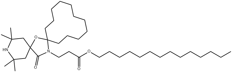 7-Oxa-3,20-diazadispiro5.1.11.2heneicosane-20-propanoic acid, 2,2,4,4-tetramethyl-21-oxo-, tetradecyl ester Struktur