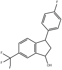 3-(4-fluorophenyl)-6-(trifluoromethyl)indan-1-ol Struktur