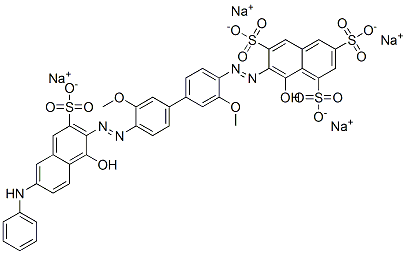 tetrasodium 8-hydroxy-7-[[4'-[[1-hydroxy-6-(phenylamino)-3-sulphonato-2-naphthyl]azo]-3,3'-dimethoxy[1,1'-biphenyl]-4-yl]azo]naphthalene-1,3,6-trisulphonate  Struktur