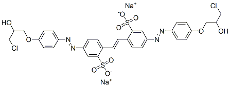 disodium 4,4'-bis[[4-(3-chloro-2-hydroxypropoxy)phenyl]azo]stilbene-2,2'-disulphonate Struktur