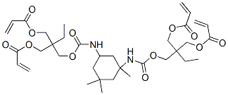 2-[[[[[3-[[[2,2-bis[[(1-oxoallyl)oxy]methyl]butoxy]carbonyl]amino]-3,5,5-trimethylcyclohexyl]amino]carbonyl]oxy]methyl]-2-ethylpropane-1,3-diyl diacrylate Struktur