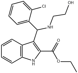 3-[(2-CHLOROPHENYL)(2-HYDROXYETHYLAMINO)METHYL]-1H-INDOLE-2-CARBOXYLIC ACID ETHYL ESTER Struktur