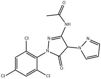 N-[5-Oxo-4-(1H-pyrazol-1-yl)-1-(2,4,6-trichlorophenyl)-2-pyrazolin-3-yl]acetamide Struktur