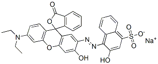 sodium 4-[[6'-(diethylamino)-3'-hydroxy-3-oxospiro[isobenzofuran-1(3H),9'-[9H]xanthen]-2'-yl]azo]-3-hydroxynaphthalene-1-sulphonate Struktur