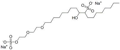 disodium 10-hydroxy-18-[2-[2-(sulphonatooxy)ethoxy]ethoxy]octadecane-9-sulphonate  Struktur