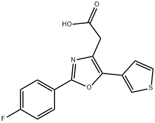 4-Oxazoleacetic acid, 2-(p-fluorophenyl)-5-(3-thienyl)- Struktur