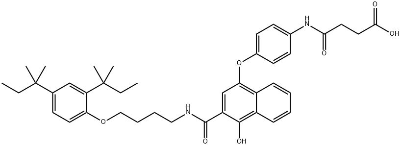 3-[N-[4-[3-[N-[4-(2,4-Di-tert-pentylphenoxy)butyl]carbamoyl]-4-hydroxy-1-naphtyloxy]phenyl]carbamoyl]propionic acid Struktur