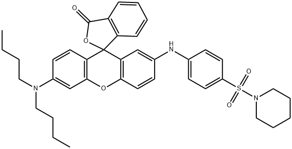 1-[[4-[[6'-(dibutylamino)-3-oxospiro[isobenzofuran-1(3H),9'-[9H]xanthen]-2'-yl]amino]phenyl]sulphonyl]piperidine Struktur