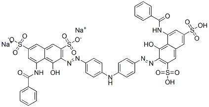 disodium 3,3'-[iminobis(4,1-phenyleneazo)]bis[5-(benzoylamino)-4-hydroxynaphthalene-2,7-disulphonate] Struktur