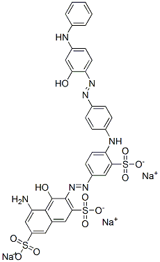 5-amino-3-[[4-[[4-[[4-anilino-2-hydroxyphenyl]azo]phenyl]amino]-3-sulphophenyl]azo]-4-hydroxynaphthalene-2,7-disulphonic acid, sodium salt Struktur