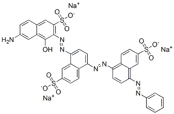 8-[(7-amino-1-hydroxy-3-sulpho-2-naphthyl)azo]-5-[[4-(phenylazo)-6-sulpho-1-naphthyl]azo]naphthalene-2-sulphonic acid, sodium salt Struktur