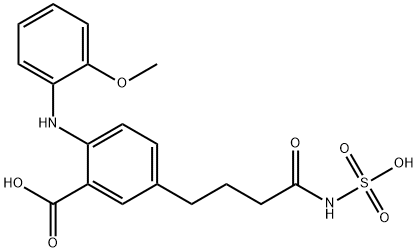 2-[(2-Methoxyphenyl)amino]-5-[4-oxo-4-(sulfoamino)butyl]benzoic acid Struktur