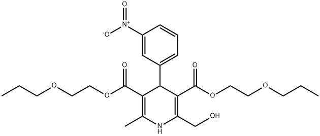 bis(2-propoxyethyl) 2-(hydroxymethyl)-6-methyl-4-(3-nitrophenyl)-1,4-d ihydropyridine-3,5-dicarboxylate Struktur