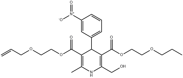 3,5-Pyridinedicarboxylic acid, 1,4-dihydro-2-(hydroxymethyl)-6-methyl- 4-(3-nitrophenyl)-, 5-(2-(2-propenyloxy)ethyl) 3-(2-propoxyethyl) este r Struktur