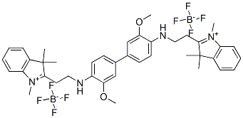 2,2'-[(3,3'-dimethoxy[1,1'-biphenyl]-4,4'-diyl)bis(iminoethylene)]bis(1,3,3-trimethyl-3H-indolium) bis[tetrafluoroborate(1-)] Struktur