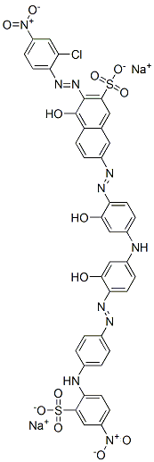 disodium 3-[(2-chloro-4-nitrophenyl)azo]-4-hydroxy-7-[[2-hydroxy-4-[[3-hydroxy-4-[[4-[(4-nitro-2-sulphonatophenyl)amino]phenyl]azo]phenyl]amino]phenyl]azo]naphthalene-2-sulphonate Struktur