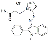 3-[3-(methylamino)-3-oxopropyl]-2-[(1-methyl-2-phenyl-1H-indol-3-yl)azo]thiazolium chloride Struktur