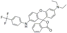 6'-(diethylamino)-2'-[[4-(trifluoromethyl)phenyl]amino]spiro[isobenzofuran-1(3H),9'-[9H]xanthene]-3-one Struktur