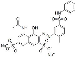 disodium 5-(acetylamino)-4-hydroxy-3-[[2-methyl-5-[(phenylamino)sulphonyl]phenyl]azo]naphthalene-2,7-disulphonate Struktur