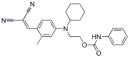 2-[N-cyclohexyl-4-(2,2-dicyanovinyl)-3-methylanilino]ethyl carbanilate Struktur