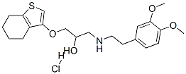 1-[2-(3,4-dimethoxyphenyl)ethylamino]-3-(4,5,6,7-tetrahydrobenzothioph en-3-yloxy)propan-2-ol hydrochloride Struktur