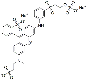 dihydrogen 3-[methyl(2-sulphonatoethyl)amino]-6-[[3-[[2-(sulphonatooxy)ethyl]sulphonyl]phenyl]amino]-9-(2-sulphonatophenyl)xanthylium , sodium salt Struktur