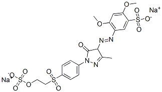 5-[[4,5-dihydro-3-methyl-5-oxo-1-[4-[[2-(sulphooxy)ethyl]sulphonyl]phenyl]-1H-pyrazol-4-yl]azo]-2,4-dimethoxybenzenesulphonic acid, sodium salt Struktur