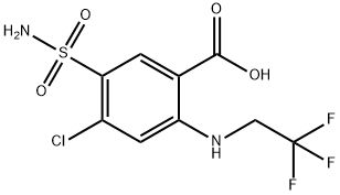 4-chloro-N-(2,2,2-trifluoroethyl)-5-sulphamoylanthranilic acid Struktur