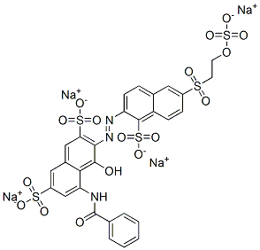 5-(benzoylamino)-4-hydroxy-3-[[1-sulpho-6-[[2-(sulphooxy)ethyl]sulphonyl]-2-naphthyl]azo]naphthalene-2,7-disulphonic acid, sodium salt Struktur