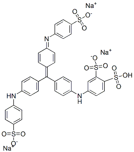 trisodium hydrogen 4-[[4-[[4-[(4-sulphonatophenyl)amino]phenyl][4-[(4-sulphonatophenyl)imino]-2,5-cyclohexadien-1-ylidene]methyl]phenyl]amino]benzenedisulphonate  Struktur