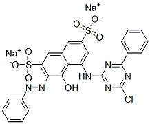 disodium 5-[(4-chloro-6-phenyl-1,3,5-triazin-2-yl)amino]-4-hydroxy-3-(phenylazo)naphthalene-2,7-disulphonate Struktur