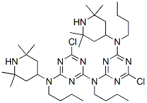 N,N'-dibutyl-N-[4-[butyl(2,2,6,6-tetramethyl-4-piperidyl)amino]-6-chloro-1,3,5-triazin-2-yl]-6-chloro-N'-(2,2,6,6-tetramethyl-4-piperidyl)-1,3,5-triazine-2,4-diamine Struktur