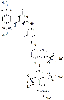 hexasodium 7-(4-(4-(4-(2,5-disulphonatoanilino)-6-fluoro-1,3,5-triazin-2-ylamino)-2-methylphenylazo)-7-sulphonatonaphthylazo)naphthalene-1,3,5- trisulphonate Struktur