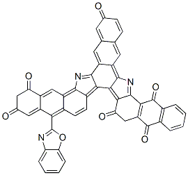 19-(benzoxazol-2-yl)-16,23-dihydronaphth[2',3':6,7]indolo[2,3-c]dinaphtho[2,3-a:2',3'-i]carbazole-5,10,15,17,22,24-hexone Struktur