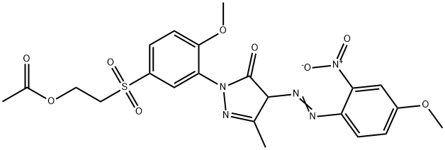 2-[[3-[2,4-dihydro-4-[(4-methoxy-2-nitrophenyl)azo]-5-methyl-3-oxo-3H-pyrazol-2-yl]-4-methoxyphenyl]sulphonyl]ethyl acetate Struktur