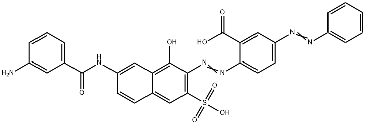 2-[[7-[(3-aminobenzoyl)amino]-1-hydroxy-3-sulpho-2-naphthyl]azo]-5-(phenylazo)benzoic acid Struktur