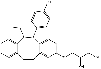 3-[[6-Ethyl-5-(p-hydroxyphenyl)-11,12-dihydrodibenzo[a,e]cycloocten-2-yl]oxy]-1,2-propanediol Struktur