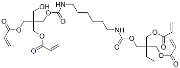 2,2-bis[[(1-oxoallyl)oxy]methyl]butyl 13-(hydroxymethyl)-10,16-dioxo-13-[[(1-oxoallyl)oxy]methyl]-11,15-dioxa-2,9-diazaoctadec-17-enoate Struktur