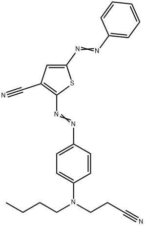 2-[4-[N-Butyl-N-(2-cyanoethyl)amino]phenylazo]-5-(phenylazo)-3-thiophenecarbonitrile Struktur