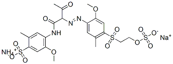 ammonium sodium 5-methoxy-4-[[2-[[2-methoxy-5-methyl-4-[[2-(sulphonatooxy)ethyl]sulphonyl]phenyl]azo]-1,3-dioxobutyl]amino]-2-methylbenzenesulphonate Struktur